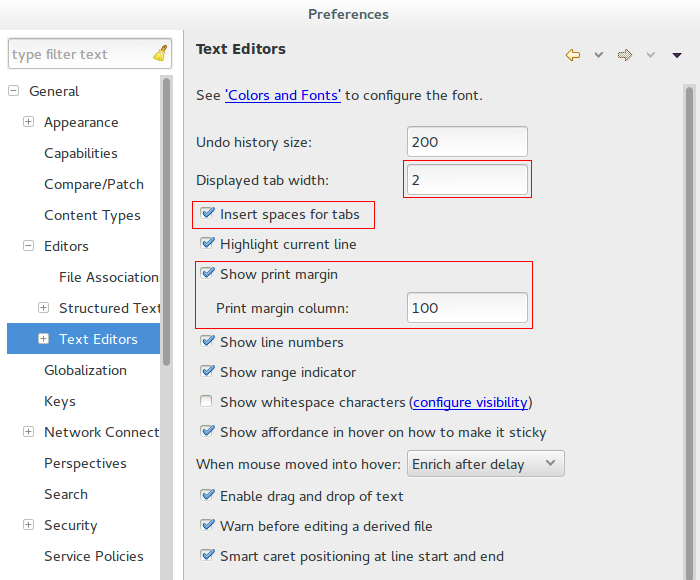 *Window > Preferences > General > Editors > Text Editors